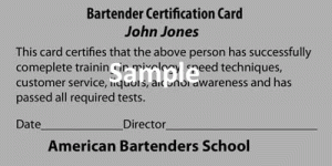 Bartending Certification and License-Card